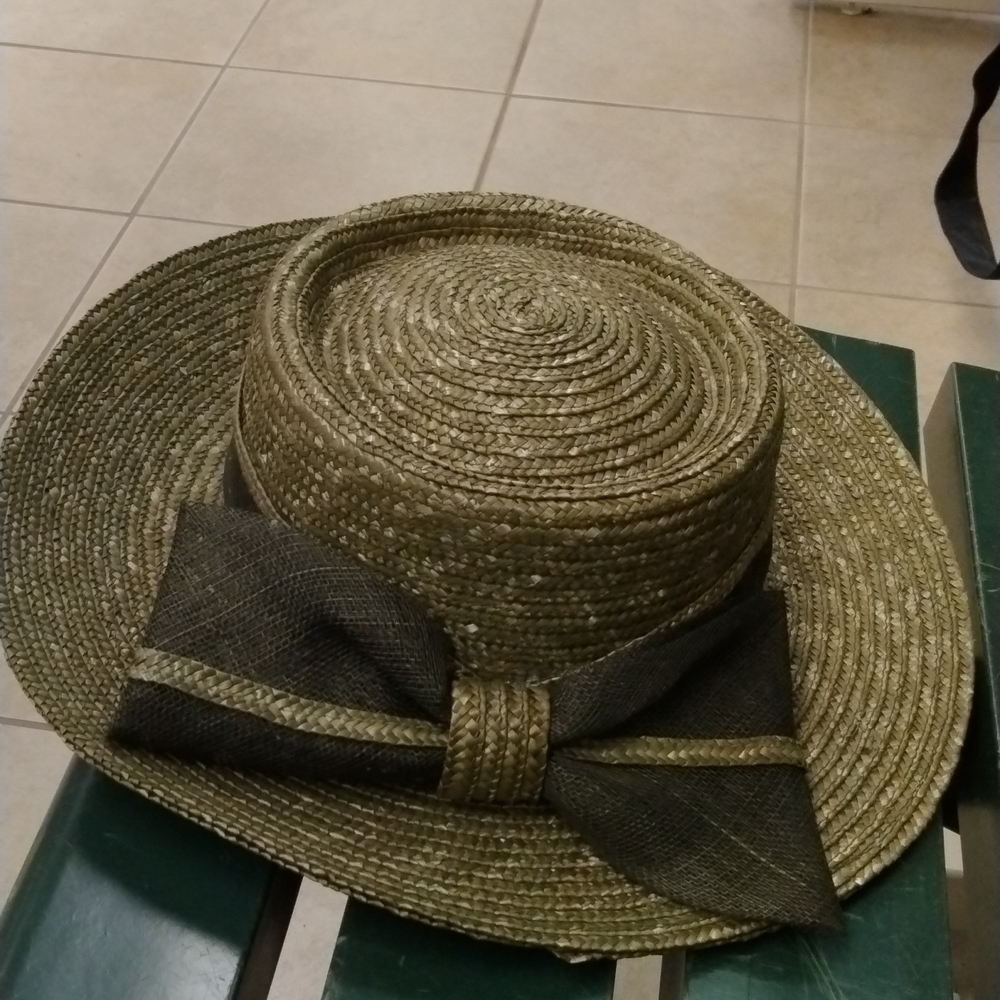 Georgi Vintage 70-80s DESIGNER  STRAW w burlap rib - Picture 4 of 8